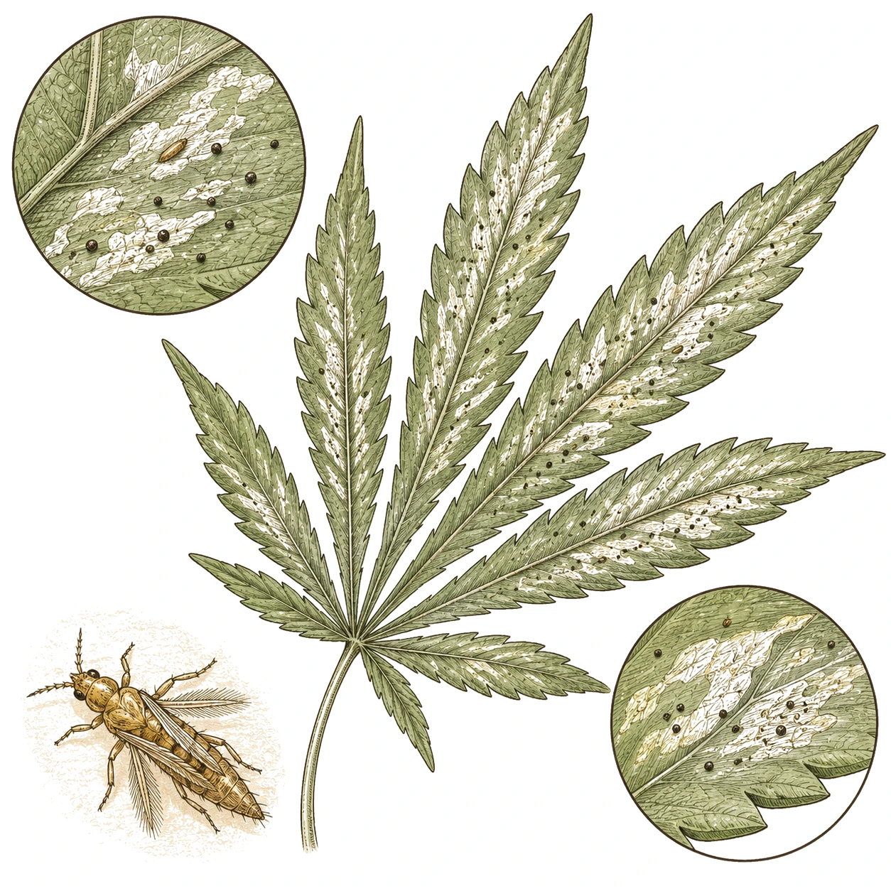 Thripse Cannabis Silberstreifen Blatt