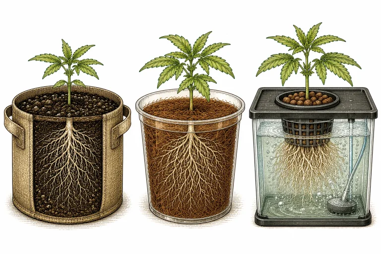 Comparison of soil, coco and hydro growing media for cannabis and their different pH ranges