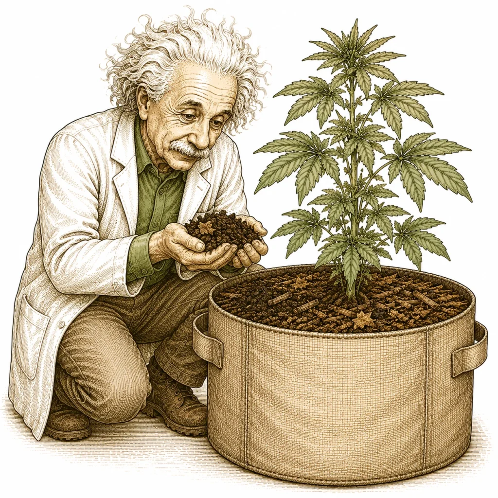 Living soil cannabis mix with compost, perlite, worm castings and other organic ingredients
