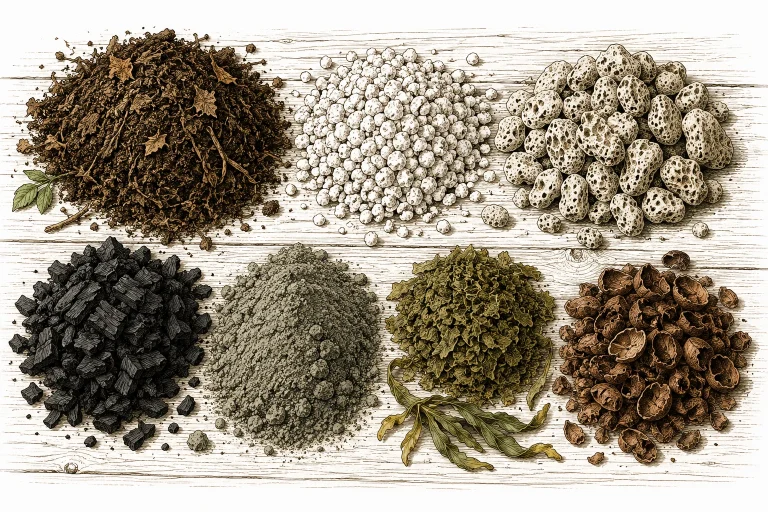 Cannabis living soil ingredients overview: compost, perlite, worm castings