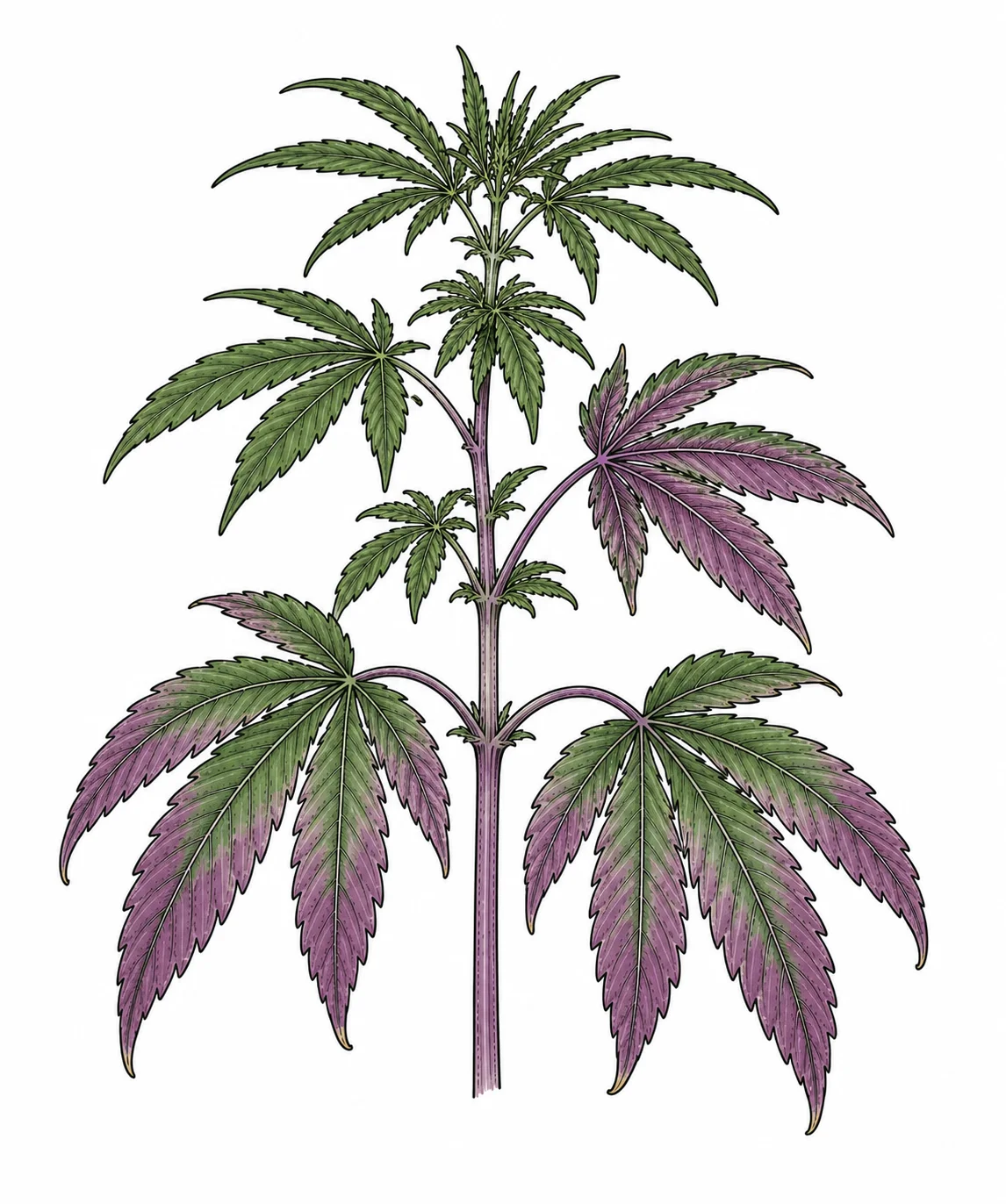 Cannabis phosphorus deficiency — purple discoloration