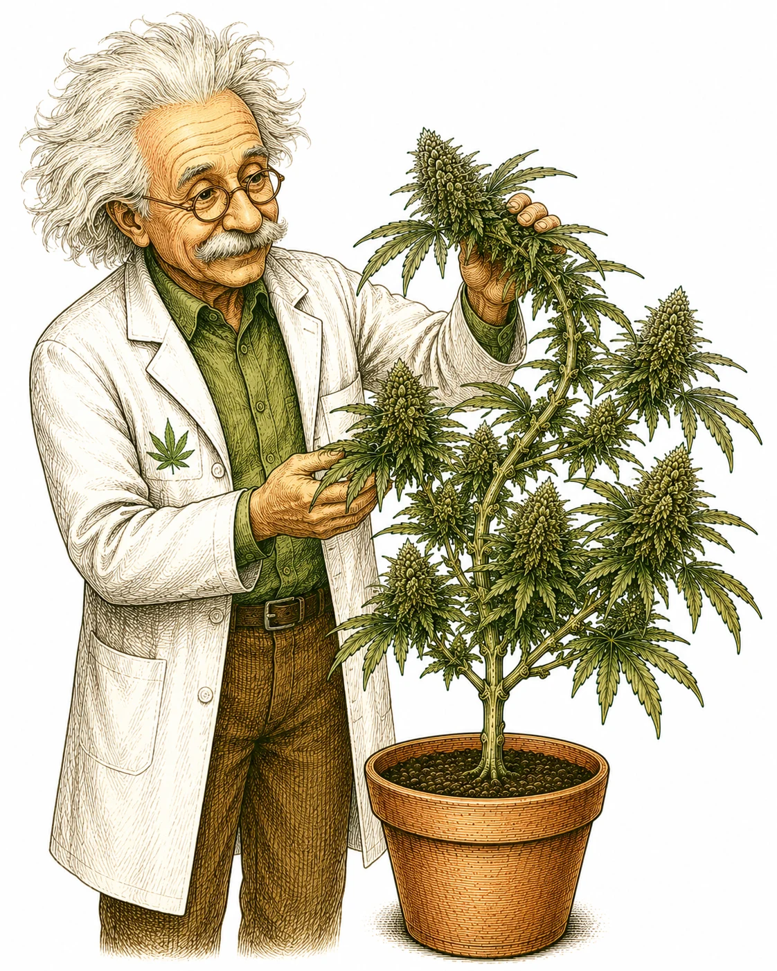 Cannabis Super Cropping — PlantMentor hält geknickten Ast nach dem Super Cropping in Position