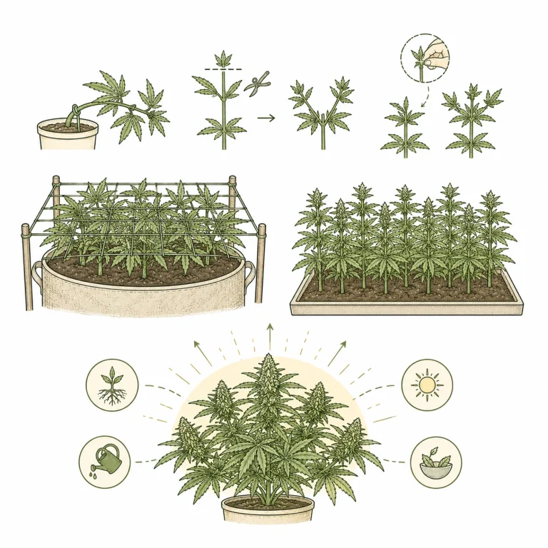 Overview of cannabis training methods and training stress: LST, topping, SCROG