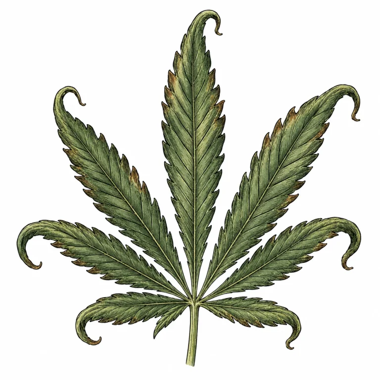 Cannabis nutrient burn symptoms: clawing and burnt leaf tips