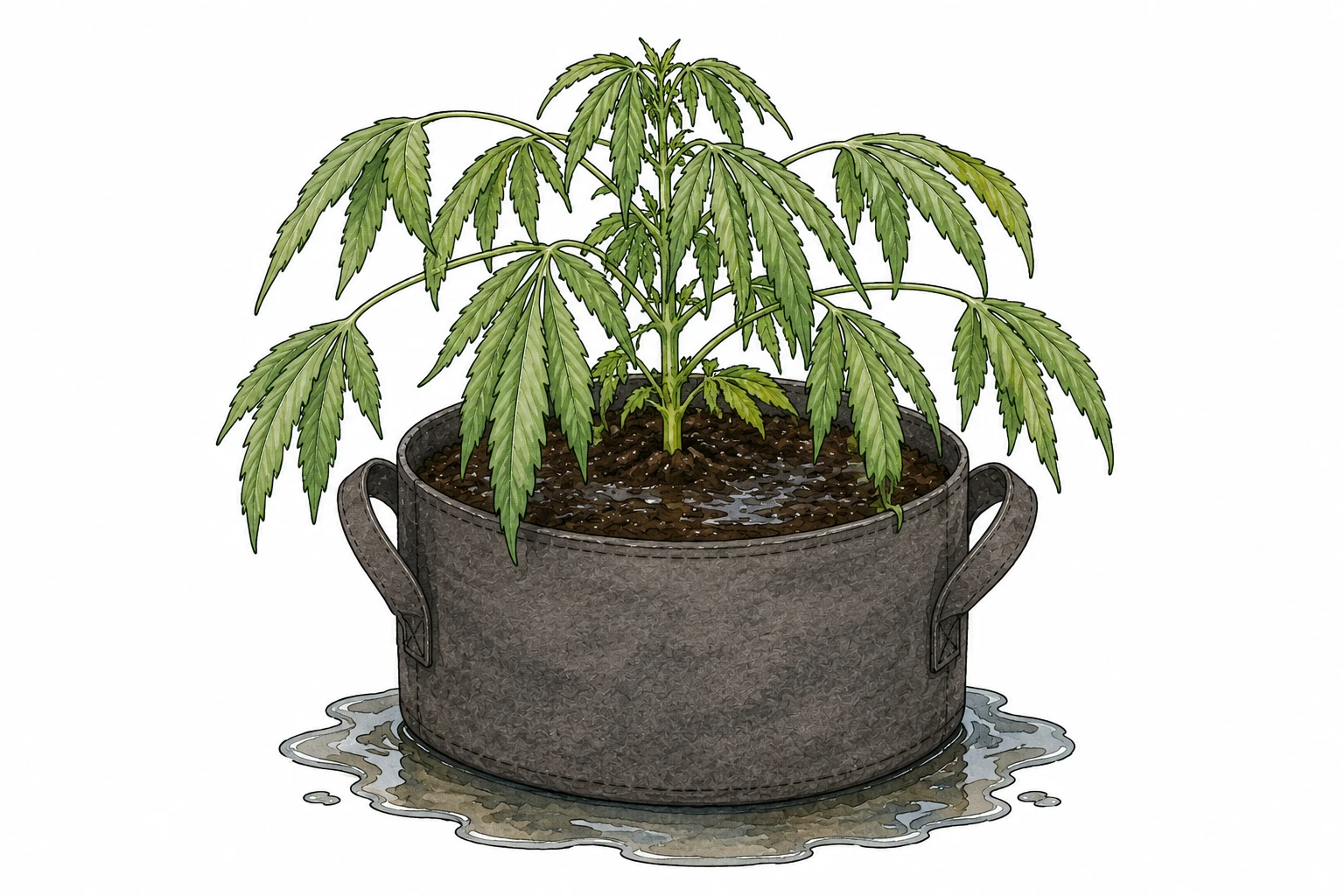 Überwässerung Cannabis Illustration