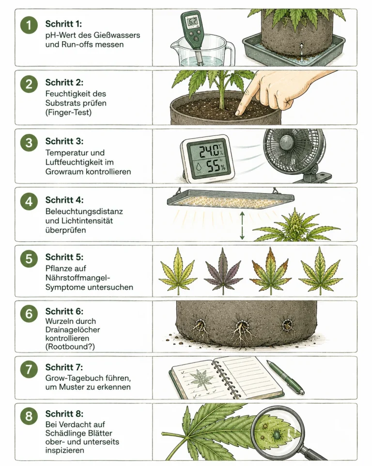 Cannabis plant not growing: 8-step diagnostic checklist