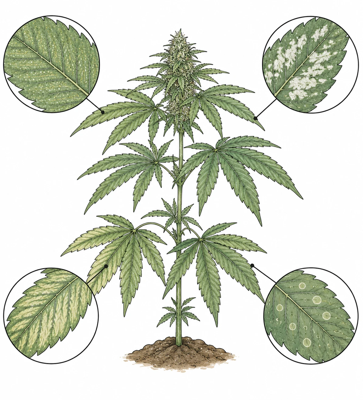 Cannabis weiße Punkte Blätter