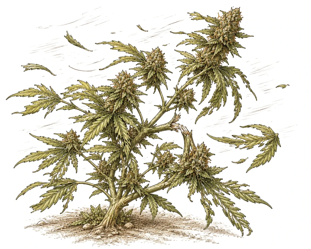 Cannabis Windbrand und Windschäden erkennen