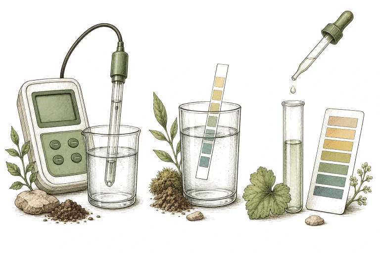 Comparison of three pH measuring methods: meter, test strips and drop test