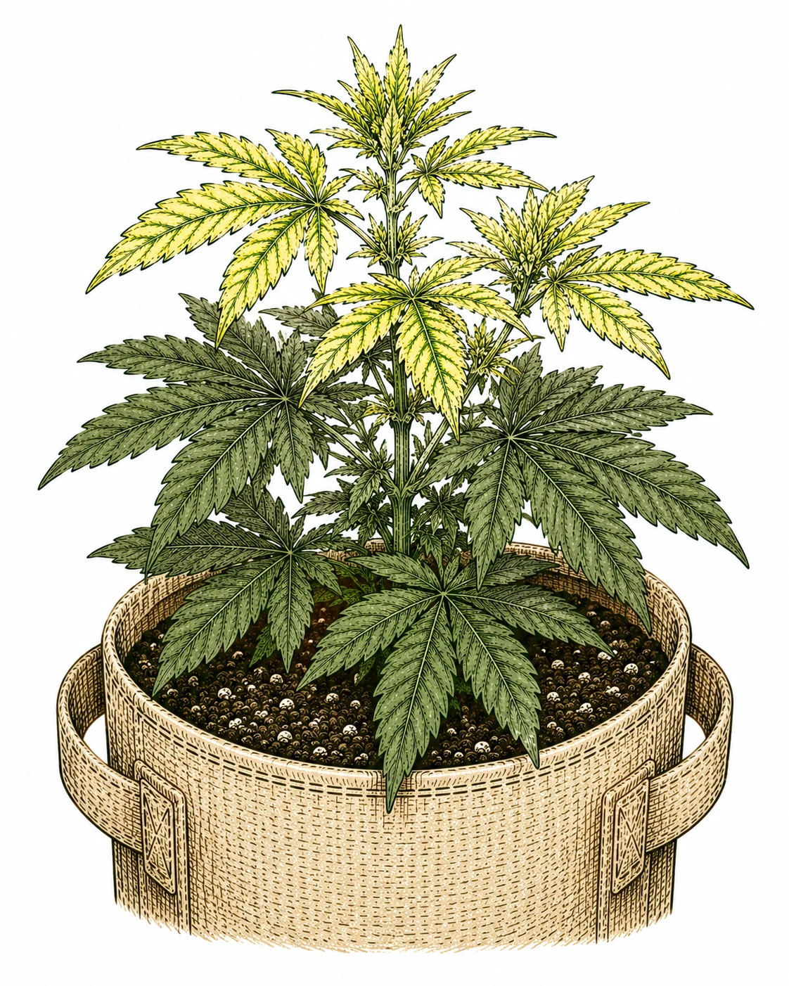 Cannabis iron deficiency — pale new leaves