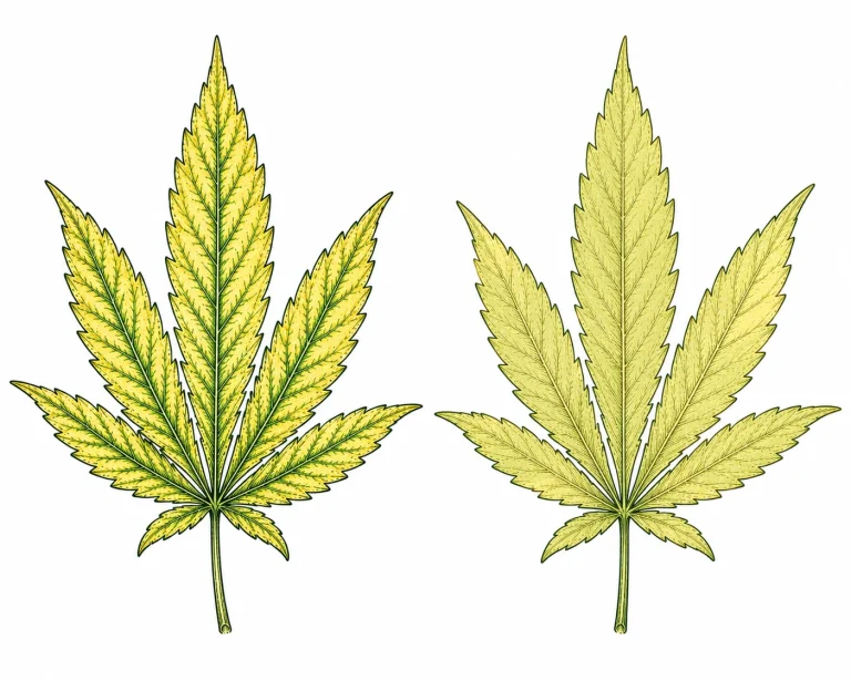Vergleich Eisenmangel Cannabis vs. Stickstoffmangel — unterschiedliche Vergilbungsmuster