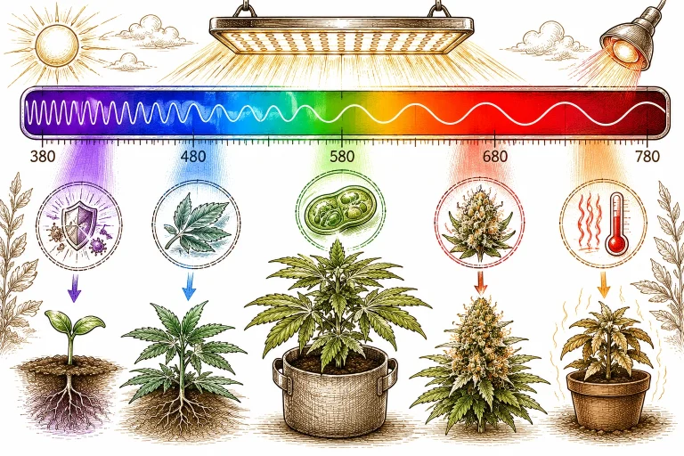 Licht Cannabis Spektrum Diagramm Wellenlänge 380 bis 780 nm