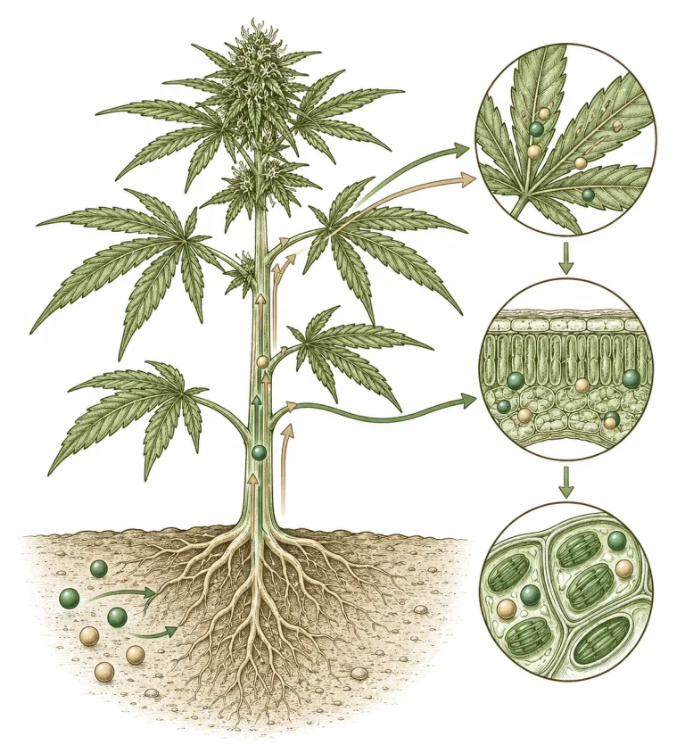 Cal-Mag deficiency: infographic showing the role of calcium and magnesium in the cannabis plant