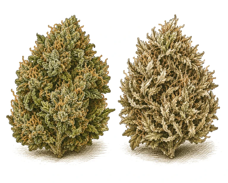 Cannabis bud drying comparison: aromatic vs. hay-like