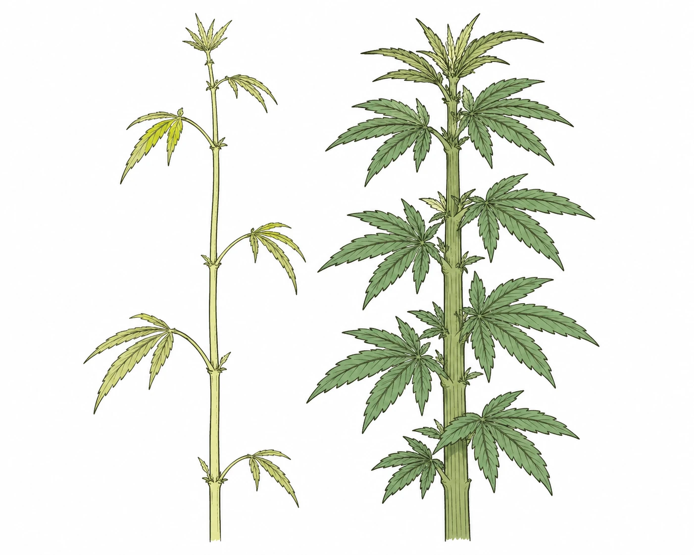 Cannabis Symptome: dünne Stiele erkennen