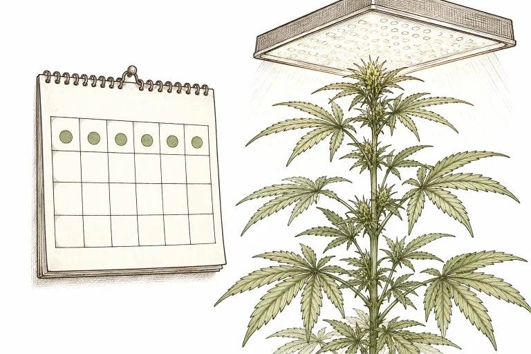 Cannabis Lollipopping Bild 2 — Der richtige Zeitpunkt für Lollipopping liegt in der ersten Blütewoche, wenn die Pflanze noch früh in der Blüte steht