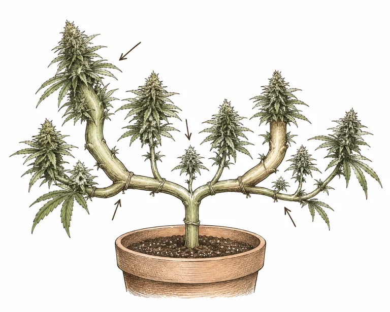 Cannabis mainlining image 4 — A lopsided, uneven manifold with branches of clearly different thickness is a warning sign that the structure needs adjusting