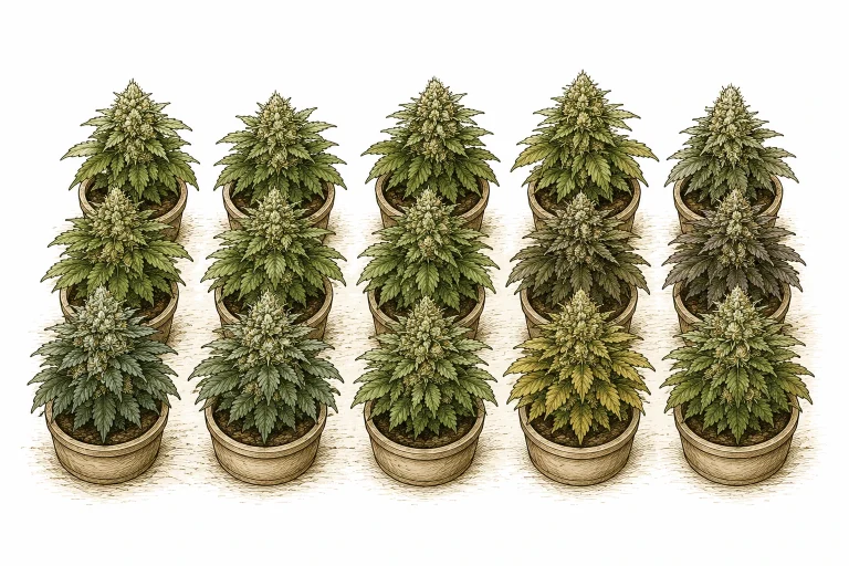 Cannabis Sea of Green Bild 4 — Kurze, kompakte Indica-dominante Sorten eignen sich besonders gut für ein Sea-of-Green-Setup