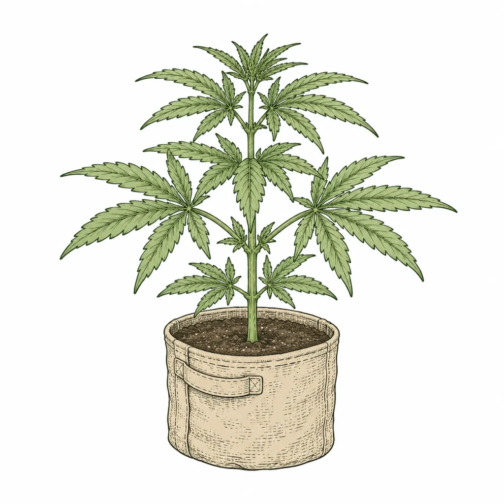 Hardy, compact cannabis plants in a small grow tent, the best strains for beginners growing indoors