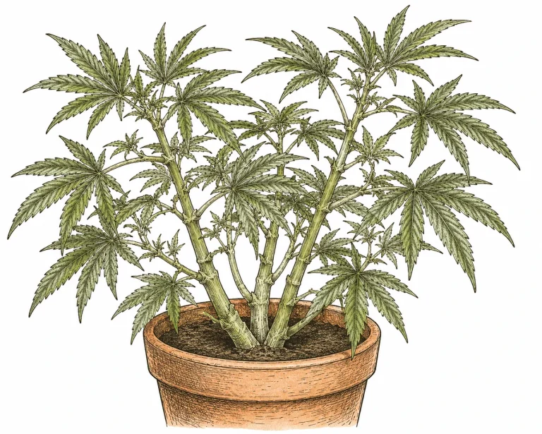 Cannabis supercropping image 2 — Branches in late veg are ideal for supercropping, when stems are thick enough but still flexible