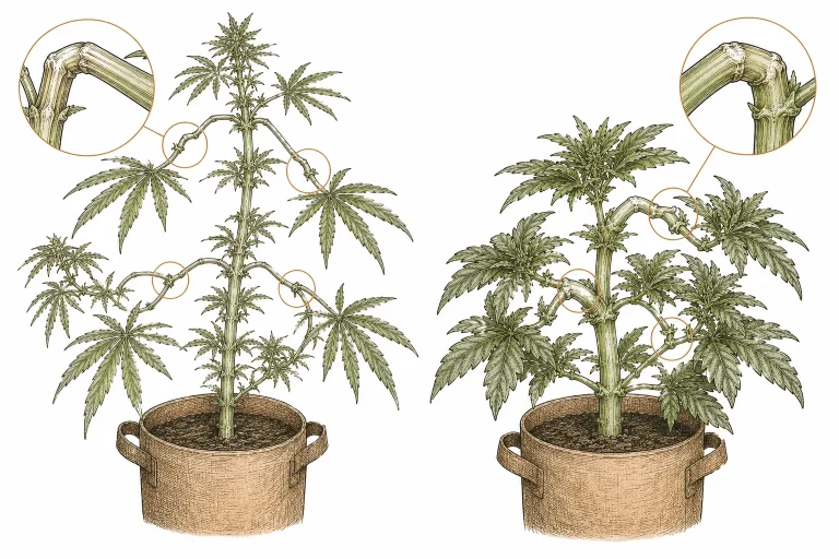 Cannabis supercropping image 6 — sativa- and indica-dominant plants respond differently to supercropping, depending on branch structure