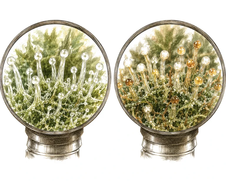Cannabis Trichome unreif reif Mikroskop Vergleich