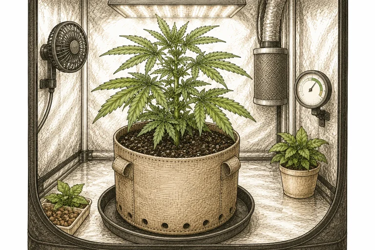 Springschwänze Cannabis: Saubere, aufgeräumte Growbox mit gut drainiertem Substrat