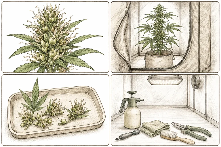 Cannabis hermaphrodite: step-by-step graphic, 1. Identify