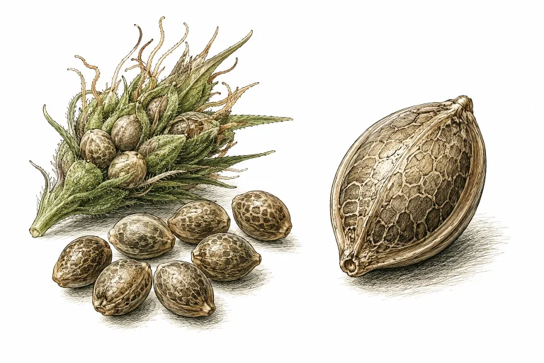 Close-up of cannabis seeds from an accidentally pollinated bud