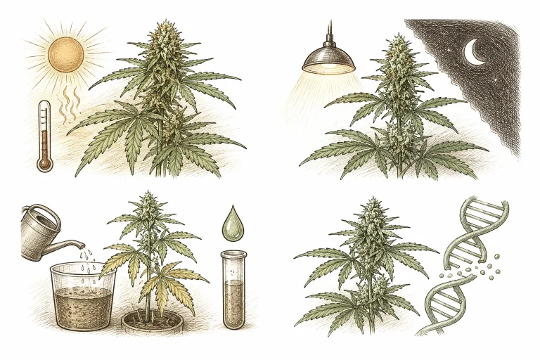 Cannabis hermaphrodite infographic: stress factors that can trigger hermaphroditism