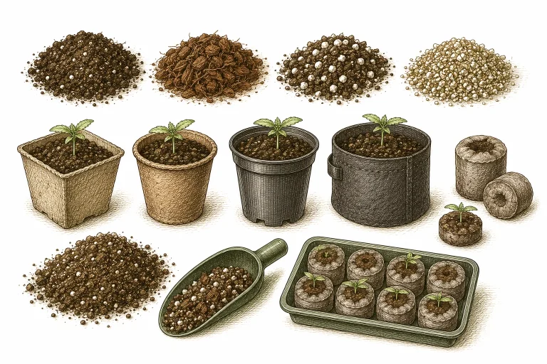 Anzuchterde Substrat Varianten kleine Töpfe Cannabis