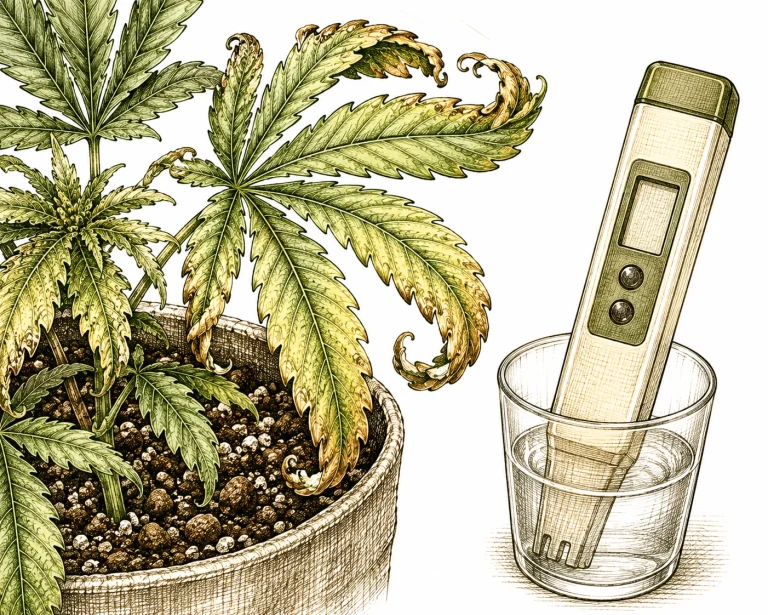 Blattrollen pH-Problem Cannabis Testgerät