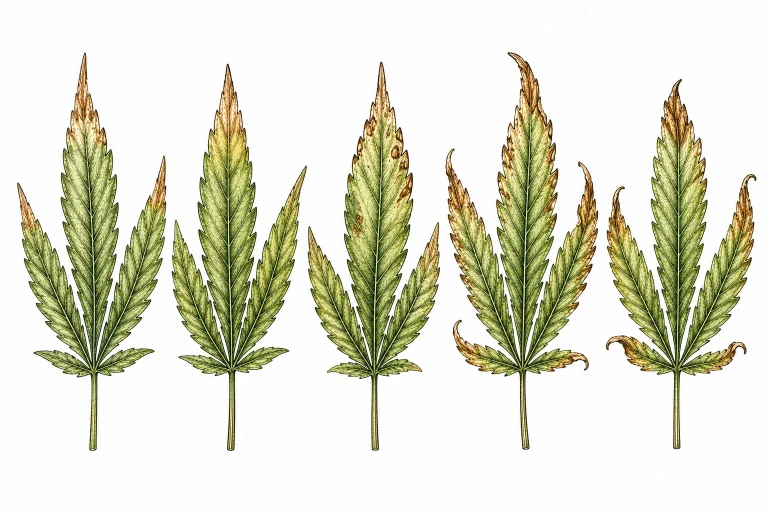 Cannabis Blatt klassisches Nutrient Burn Muster
