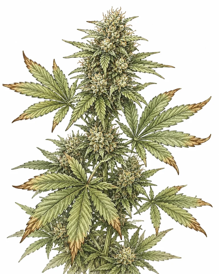 Cannabis Blüte braune Blattspitzen Fan Leaves