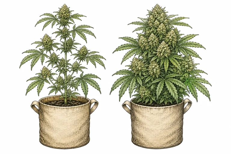 Cannabis plants compared: grown without and with CO2 enrichment