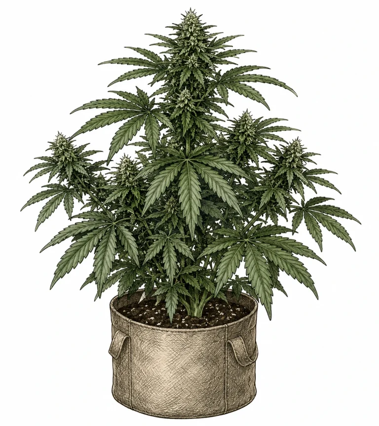 Copper deficiency in cannabis – healthy dark green leaves for comparison