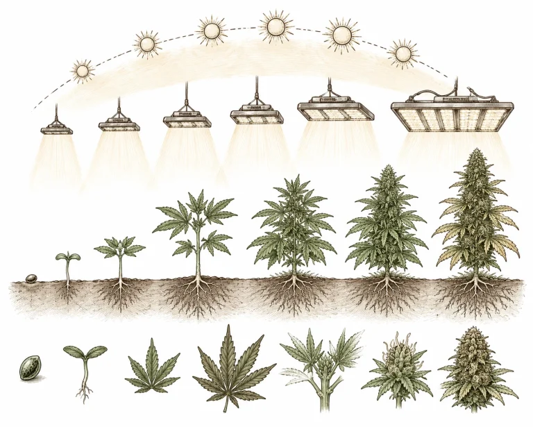 DLI Lichtbedarf über die Cannabis Wachstumsphasen