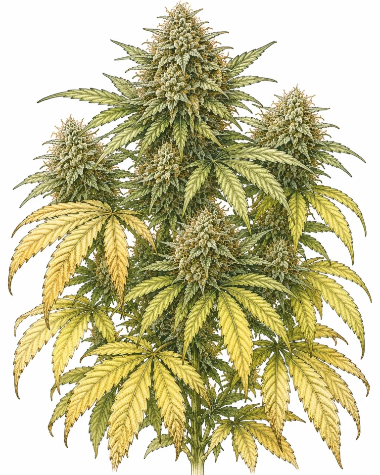Erntereife Cannabis Pflanze natürliche Vergilbung Trichome