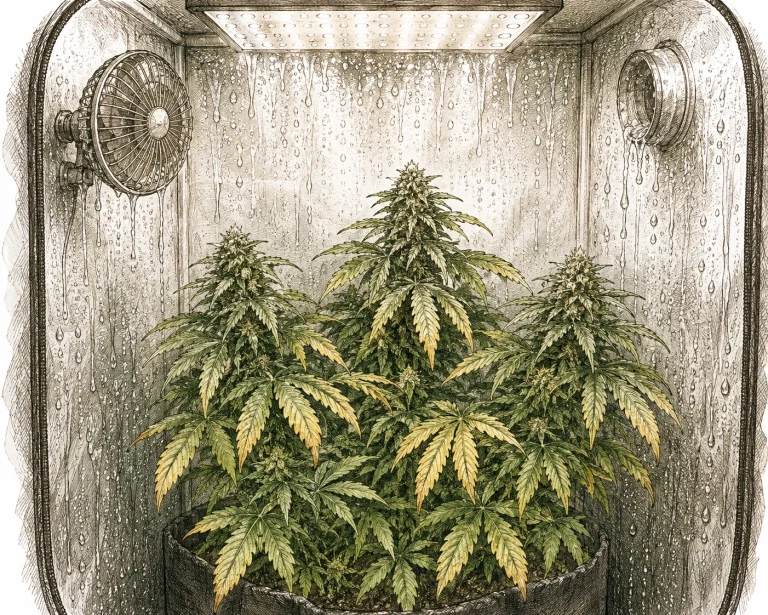 Cannabis grow tent ventilation – condensation caused by high humidity