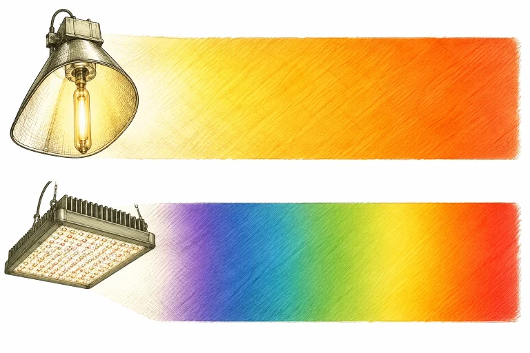 NDL vs LED beim Cannabis Grow – Lichtspektrum im Vergleich