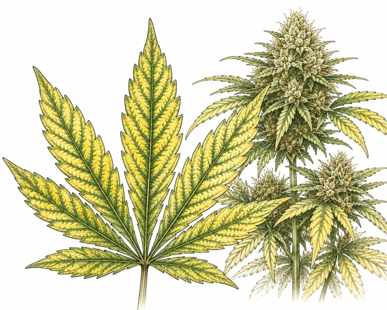 Magnesiummangel Cannabis Blüte grüne Adern gelbes Gewebe