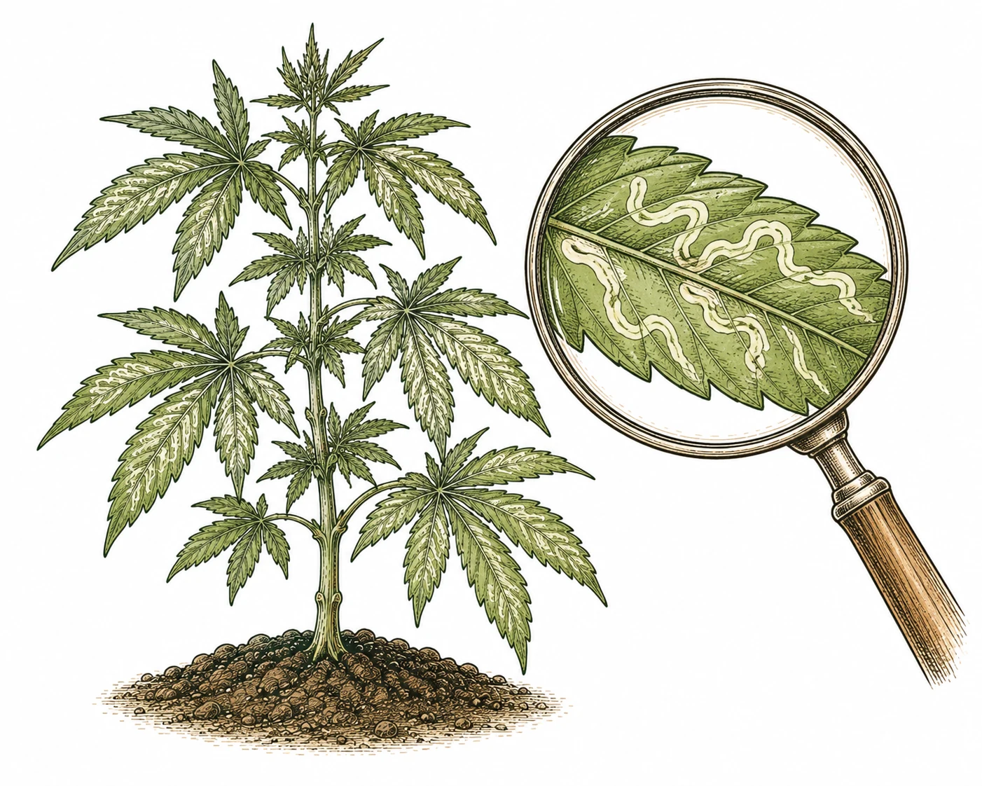 Minierfliegen Cannabis Blätter