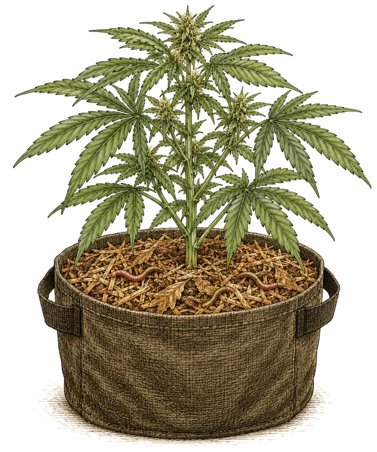 No-Till Cannabis Anbau im Fabric Pot mit Regenwürmern