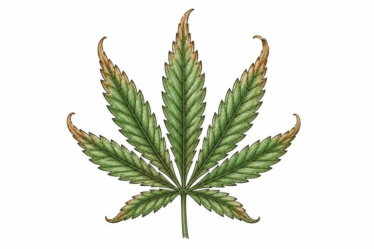 Nutrient Burn Cannabis braune Blattspitzen Muster