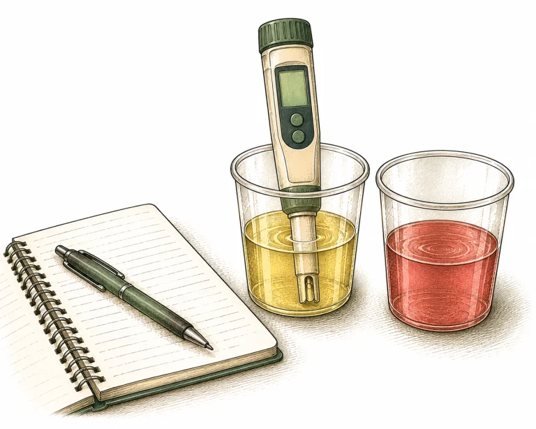 Calibrating a cannabis pH meter with pH 4 and pH 7 buffer solution
