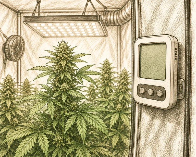 Cannabis grow tent ventilation – thermo-hygrometer for climate control