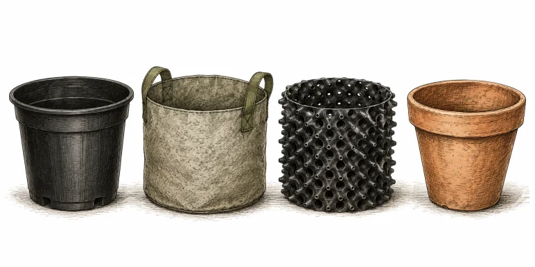 Pot types compared: plastic, fabric pot, Air-Pot, terracotta