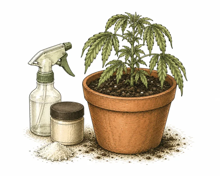 Cannabis plant with transplant shock after repotting