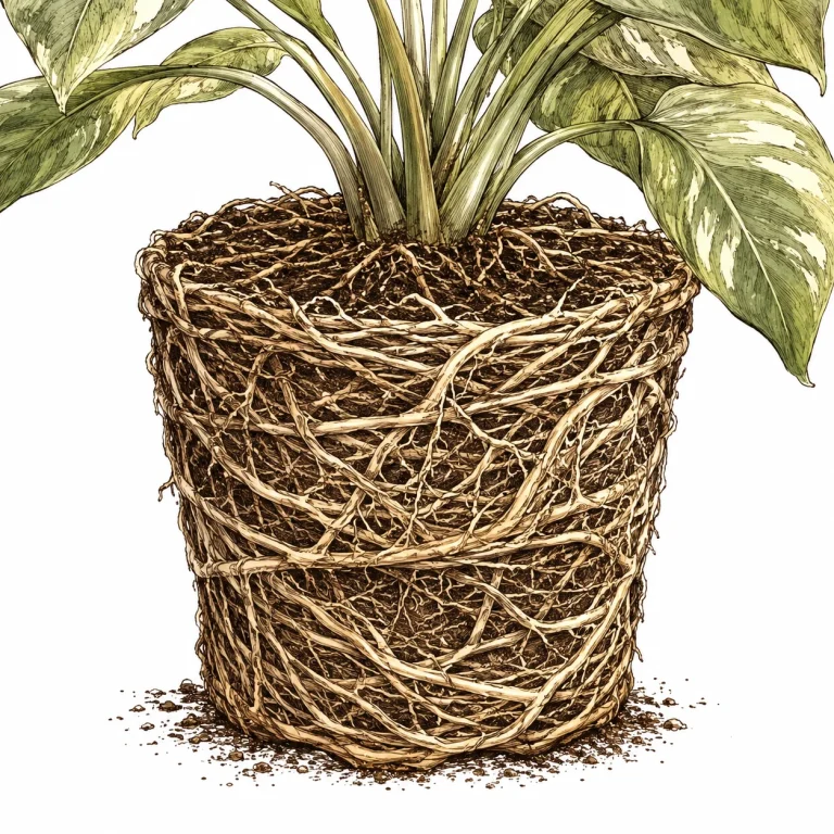 Rootbound cannabis root ball in a terracotta pot