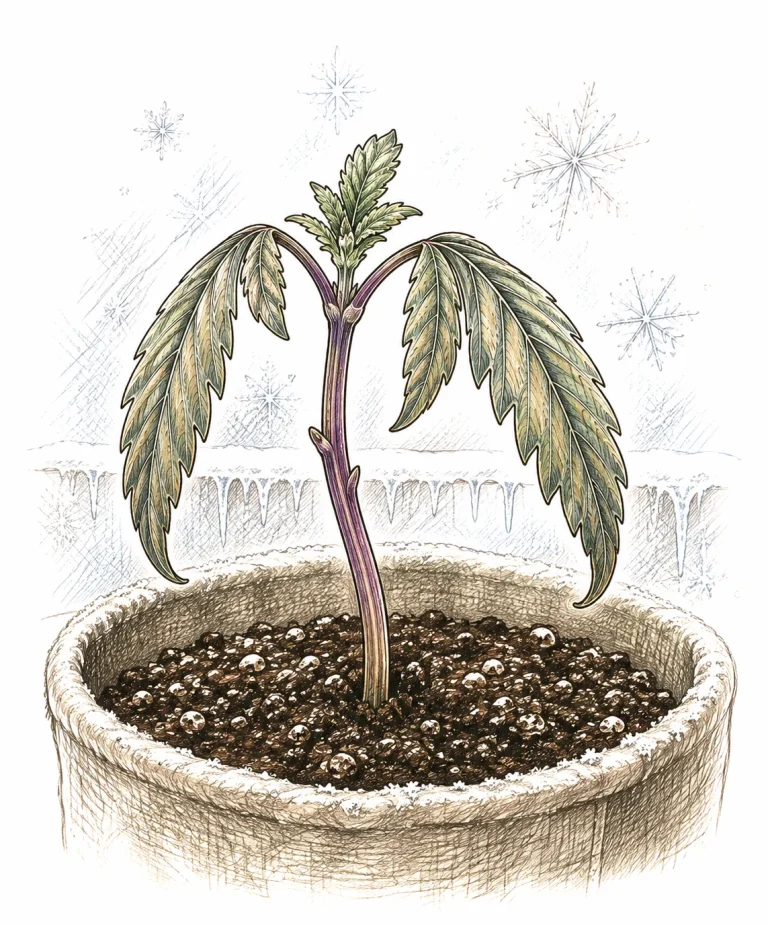 Cannabis claw leaves from wind stress with the fan too close